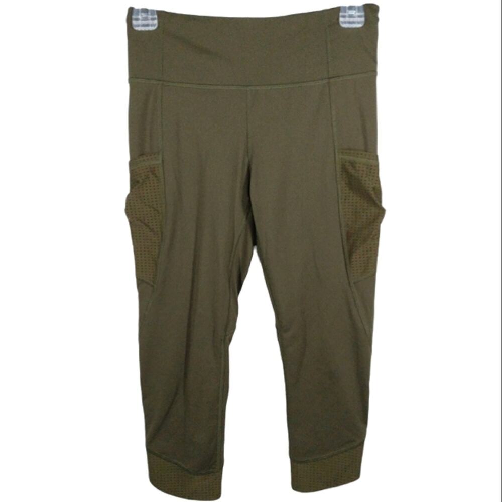 Ivivva Side Pocket Crop Leggings Green size 14